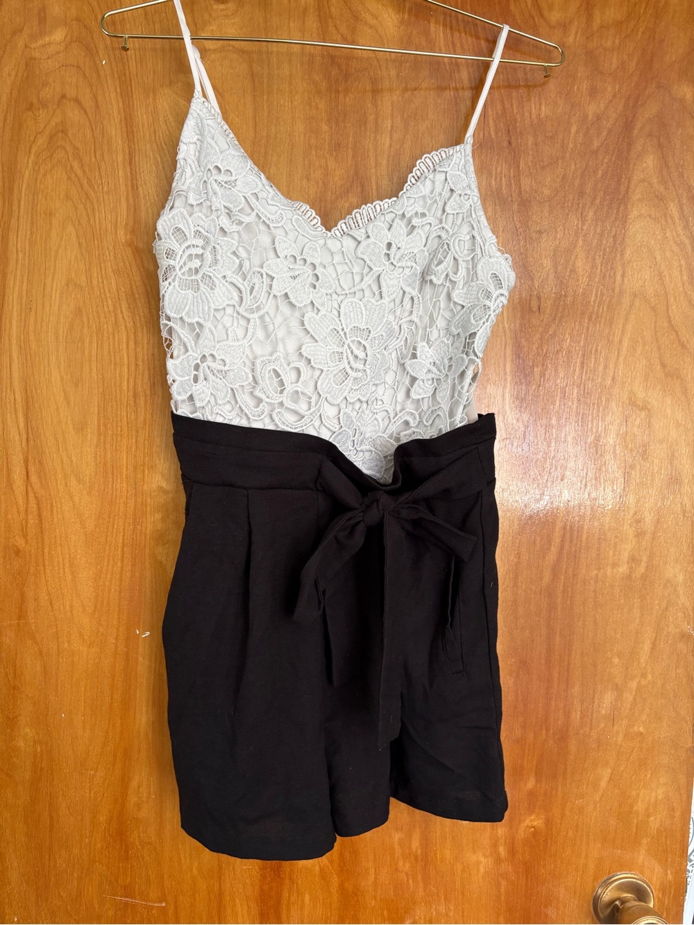 Love Tree Cream Lace Romper with Ivory Accents
